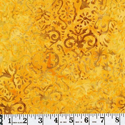 Tonga Batiks B7788 Yellow Balinese Scroll - Karen Martin Quilt Fabric