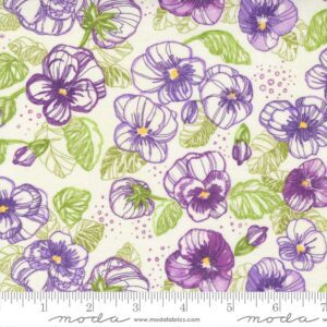 Pansy's-Posies 48721-11 Cream Floral Moda Robin Pickens