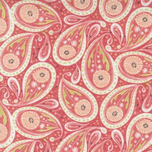 Dandi-Duo-Coral-48753-15 Paisley. Designed by Robin Pickens for Moda Fabrics 44 inches wide. !00% Cotton Quilting Fabric.