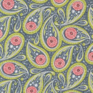 Dandi Duo Graphite Paisley 48753-17 Robin Pickens Moda Fabrics. 100% Cotton Quilting Fabric. 44 inches wide.